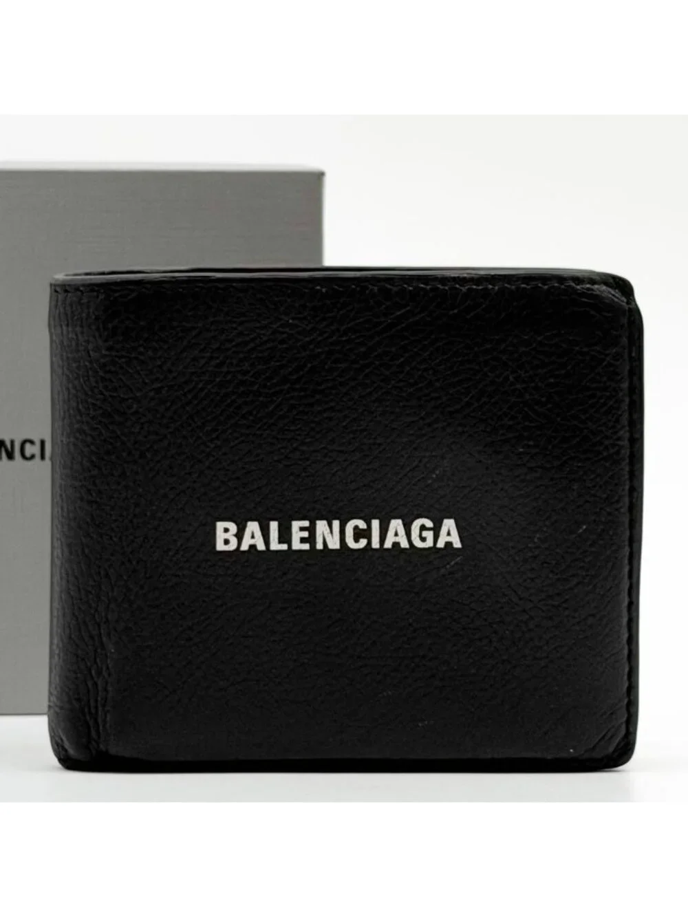 Balenciaga Everyday Bifold Compact Leather Square Black Wallet
